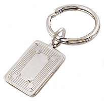 LGBKC2302R Dapper Gold Dimensional Key Chain - Etched embellished design with satin center, engravable. Copyright Milne Jewelry.
