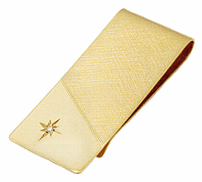 LGBMC113D Gold Diamond Money Clip - 23k gold electroplate. Copyright Milne Jewelry.