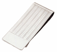 LGBMC129R Silver Linear Money Clip - Rhodium electroplate, engravable. Copyright Milne Jewelry.