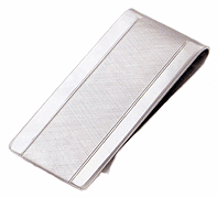 LGBMC130R Vintage Design Brush Finish Money Clip - Rhodium electroplate, engravable. Copyright Milne Jewelry.