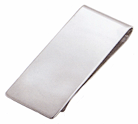 LGBMC136R Silver Polished Money Clip - Rhodium electroplate, engravable. Copyright Milne Jewelry.