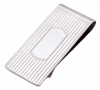 LGBMC138R Horizontal Line Money Clip - Rhodium electroplate, engravable. Copyright Milne Jewelry.