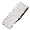 LGBMC144R Dapper Rhodium Scallop Hinged Money Clip. Scalloped edge, brush finish, rhodium electroplate, engravable. Copyright Milne Jewelry.
