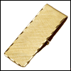 LGBMC144 Dapper Gold Scallop Hinged Money Clip. Scalloped edge, brush finish, 23 karat gold electroplate, engravable. Copyright Milne Jewelry.
