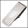 LGBMC148R Felicitous Rhodium Horizontal Line Hinged Money Clip. Etched horizontal lines, rhodium electroplate, engravable. Copyright Milne Jewelry.