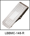LGBMC148R Felicitous Rhodium Horizontal Line Hinged Money Clip. Etched horizontal lines, rhodium electroplate, engravable. Copyright Milne Jewelry.