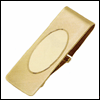 LGBMC150 Polished Oval Hinged Money Clip. Brushed finish, 23 karat gold electroplate, engravable. Copyright Milne Jewelry.