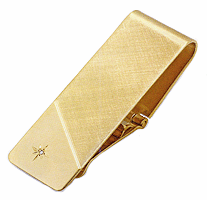 LGBMC159D Gold Diamond Hinged Money Clip. Genuine Diamond, 23 karat gold electroplate. Copyright Milne Jewelry.