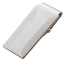 LGBMC186R Linear Frame Hinged Money Clip. Etched line frame, rhodium electroplate, engravable. Copyright Milne Jewelry.