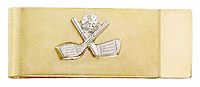 LGBMC203 Leisure Golf Symbol Money Clip - 23 karat gold electroplate, engravable. Copyright Milne Jewelry.