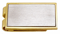 LGBMC294 Genteel Aesthetic Two-Tone Money Clip - 23 k gold & rhodium electroplate, engravable. Copyright Milne Jewelry.