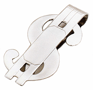 LGBMC220R Affluent Silver $ Dollar Sign Money Clip - Rhodium electroplate. Copyright Milne Jewelry.