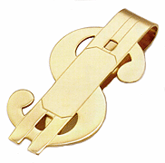 LGBMC220 Affluent Gold $ Dollar Sign - 23 karat gold electroplate. Copyright Milne Jewelry.