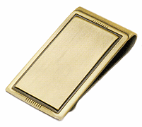 LGBMC241 Dapper Gold Dimensional Money Clip - 23 karat gold electroplate, engravable. Copyright Milne Jewelry.
