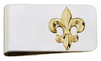 LGBMC269R Emblematic Fleur-de-lis Money Clip - Rhodium electroplate, engravable . Copyright Milne Jewelry.