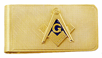 LGBMC270 Emblematic Masonic Money Clip - 23 karat gold electroplate . Copyright Milne Jewelry.
