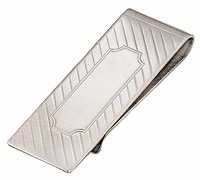 LGBMC301R Felicitous Everyday Silver Diagonal Line Money Clip - Rhodium electroplate, engravable. Copyright Milne Jewelry.