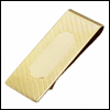 LGBMC301 Felicitous Everyday Gold Diagonal Line Money Clip - 23 karat gold electroplate, engravable. Copyright Milne Jewelry.