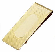 LGBMC301 Felicitous Everyday Gold Diagonal Line Money Clip - 23 karat gold electroplate, engravable. Copyright Milne Jewelry.