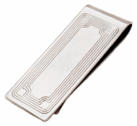 LGBMC302R Vintage Design Art Deco Design Money Clip - Rhodium electroplate, engravable. Copyright Milne Jewelry.