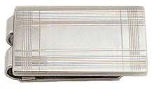 LGBMC385R Rhodium Fluent Iconic Linear Money Clip. Classic linear design, engravable, rhodium electroplate. Copyright Milne Jewelry.