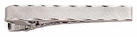 LGBTB126R Rhodium Dapper Classic Tie Bar. Polished scalloped edging with etched brush finish, rhodium electroplate. Copyright Milne Jewelry.