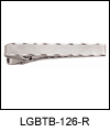 LGBTB126R Rhodium Dapper Classic Tie Bar. Polished scalloped edging with etched brush finish, rhodium electroplate. Copyright Milne Jewelry.
