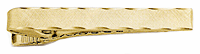 LGBTB126 Gold Dapper Classic Tie Bar. Polished scalloped edging with etched brush finish, 23 karat gold electroplate. Copyright Milne Jewelry.