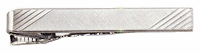 LGBTB140R Linear Design Diagonal Line Tie Bar. Etched diagonal lines, rhodium electroplate, engravable. Copyright Milne Jewelry.
