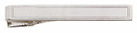 LGBTB226R Rhodium Fluent Linear Frame Tie Bar. Etched line frame, satin finish rhodium electroplate, engravable. Copyright Milne Jewelry.