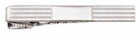 LGBTB290R Felicitous Rhodium Horizontal Line Tie Bar. Etched horizontal lines, rhodium electroplate, engravable. Copyright Milne Jewelry.