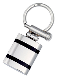 ST-KR818 Black Stripe Stainless Steel Key Ring. Copyright Milne Jewelry.