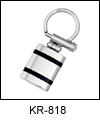 ST-KR818 Black Stripe Stainless Steel Key Ring. Copyright Milne Jewelry.