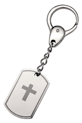ST-KR827 Stainless Steel Key Ring with Cross. Copyright Milne Jewelry.