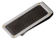 ST-MC102K Carbon Fiber Stainless Steel and 14KT Gold Money Clip. Copyright Milne Jewelry.