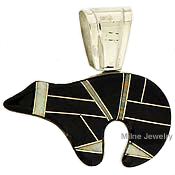 SM-PD463-BOO Hunter Bear Channel Inlay Pendant. Copyright Milne Jewelry