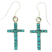 SM-ER495-TQ Turquoise Cross Channel Inlay Earrings. Copyright Milne Jewelry