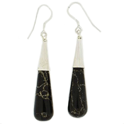 SM-ER556BO/B Black Onyx and Sterling Silver Raindrop Earrings. Copyright Milne Jewelry