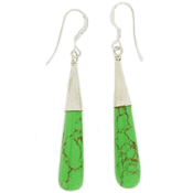 SM-ER556GS Gaspeite and Sterling Silver Raindrop Earrings. Copyright Milne Jewelry