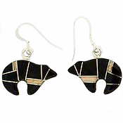 SM-ER560-BOO Hunter Bear Channel Inlay Earrings. Copyright Milne Jewelry
