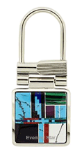 SM-GF103MC Mosaic Inlay Paddle Lock Style Key Chain. Copyright Milne Jewelry