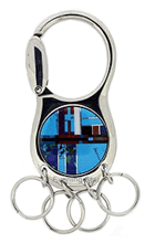 SM-GF112MC Mosaic Inlay 4 Ring Key Chain with Fold-Over Clasp. Copyright Milne Jewelry