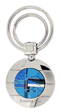 SM-GF113MC Mosaic Inlay Round Double Ring Key Chain. Copyright Milne Jewelry