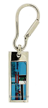 SM-GF116MC Mosaic Inlay Slim Rectangular Key Chain. Copyright Milne Jewelry