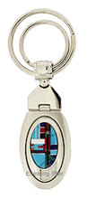 SM-GF117MC Mosaic Inlay Oval Double Ring Key Chain. Copyright Milne Jewelry