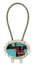SM-GF118MC Mosaic Inlay Oval Cable Key Chain. Copyright Milne Jewelry