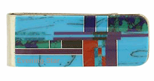 SM-GF200MC Mosaic Inlay Narrow Money Clip. Copyright Milne Jewelry