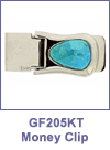SM-GF205KT Kingman Turquoise Teardrop Spring Action Money Clip. Copyright Milne Jewelry
