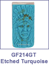 SM-GF214GT Chief Etched Turquoise Money Clip. Copyright Milne Jewelry