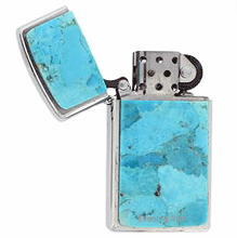 SM-GF501KT Kingman Turquoise Slim Zippo Lighter. Copyright Milne Jewelry
